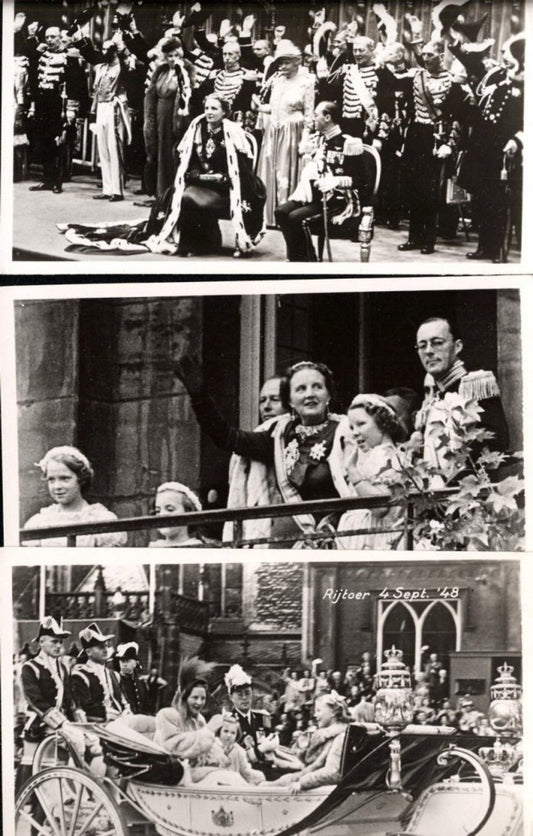 380316,Adel 9 Foto Ak Krönung Juliana m. Prinz Bernhard 1948 Niederlande Beatrix als Kind
