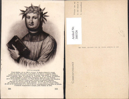 380326,Künstler Ak Petrarque Poet Italien Kunst Wissenschaft