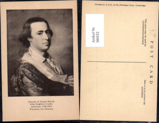 380352,Künstler Ak John Singleton Copley Portrait of Joseph Barrell Kunst Wissenschaft