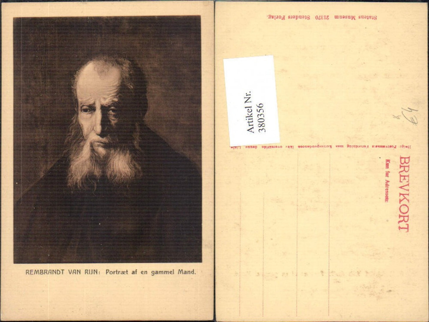 380356,Künstler Ak Rembrandt van Rijn Portrait Alter Mann Kunst Wissenschaft