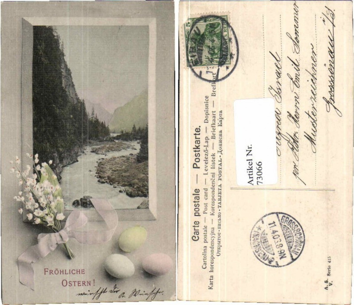 73066,Jugendstil Ostern Ostereier Schneeglöcklein