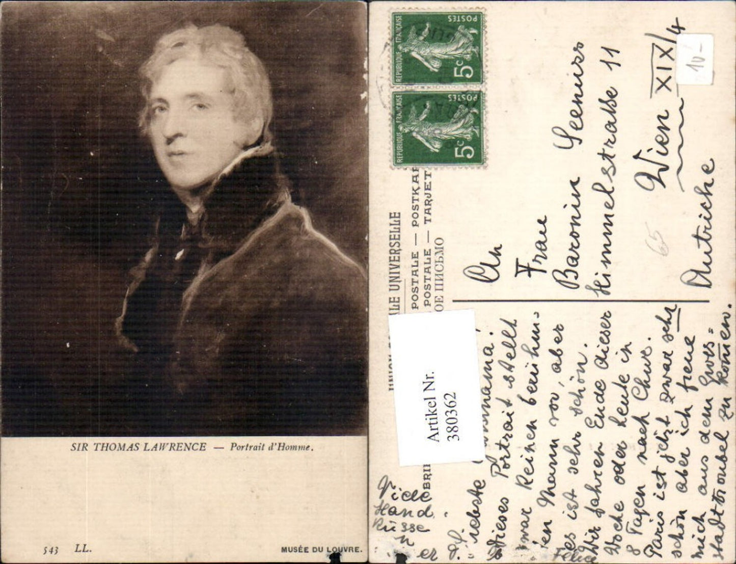 380362,Künstler Ak Sir Thomas Lawrence Portrait d Homme Kunst Wissenschaft