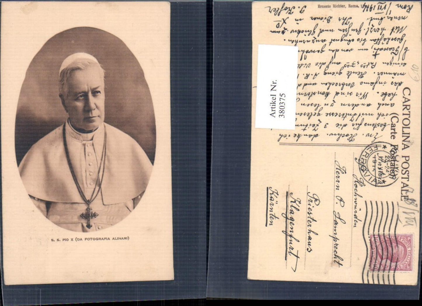 380375,Papst Pius X Religion Passepartout