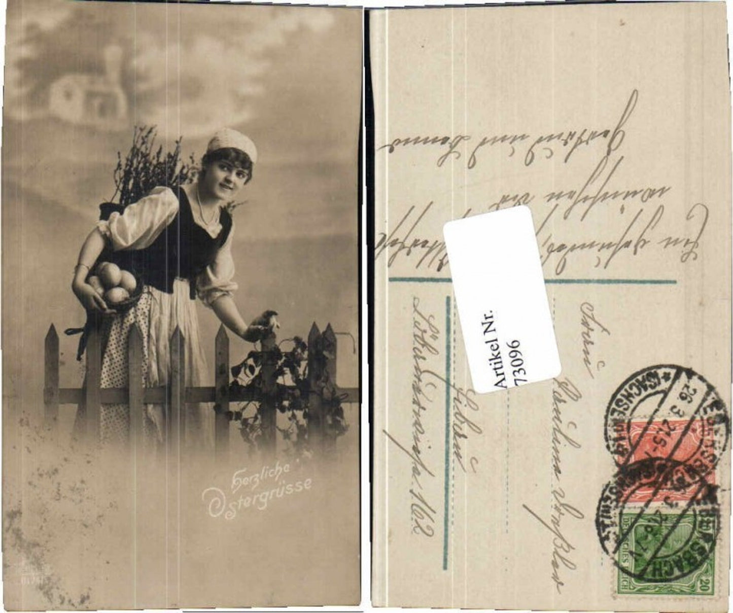 73096,Ostern Bauernmädchen Ostereier