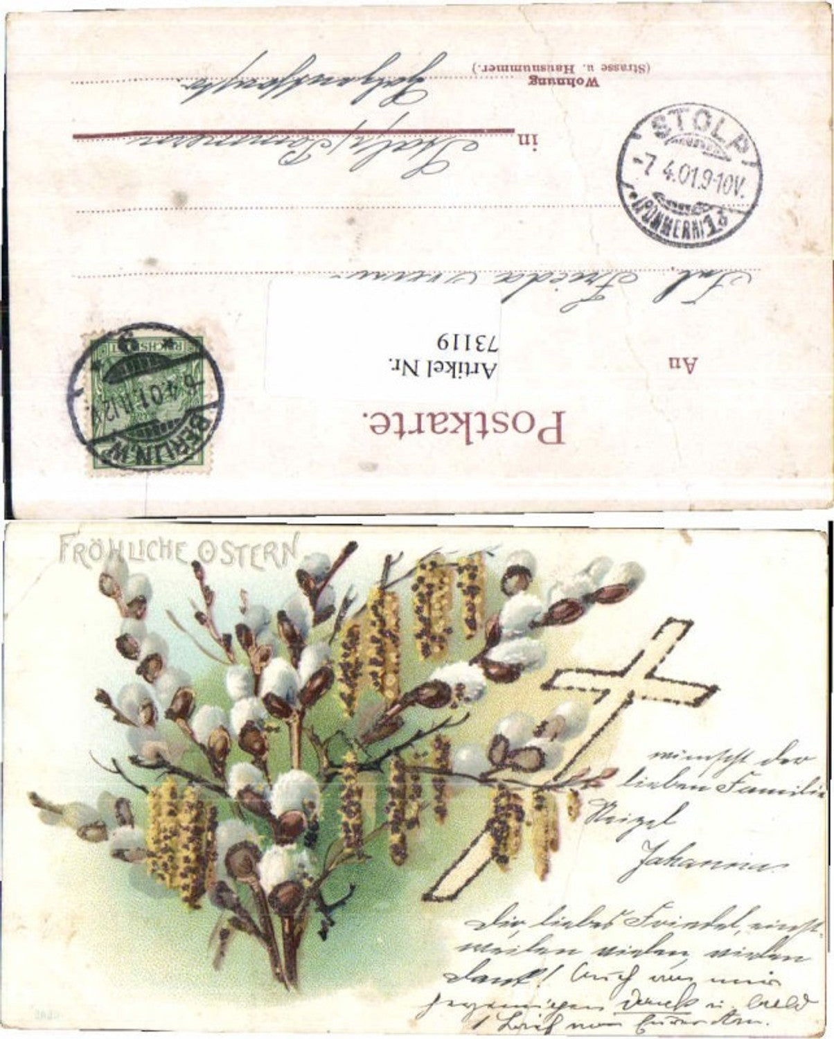 73119,Litho Ostern Palmkätzchen