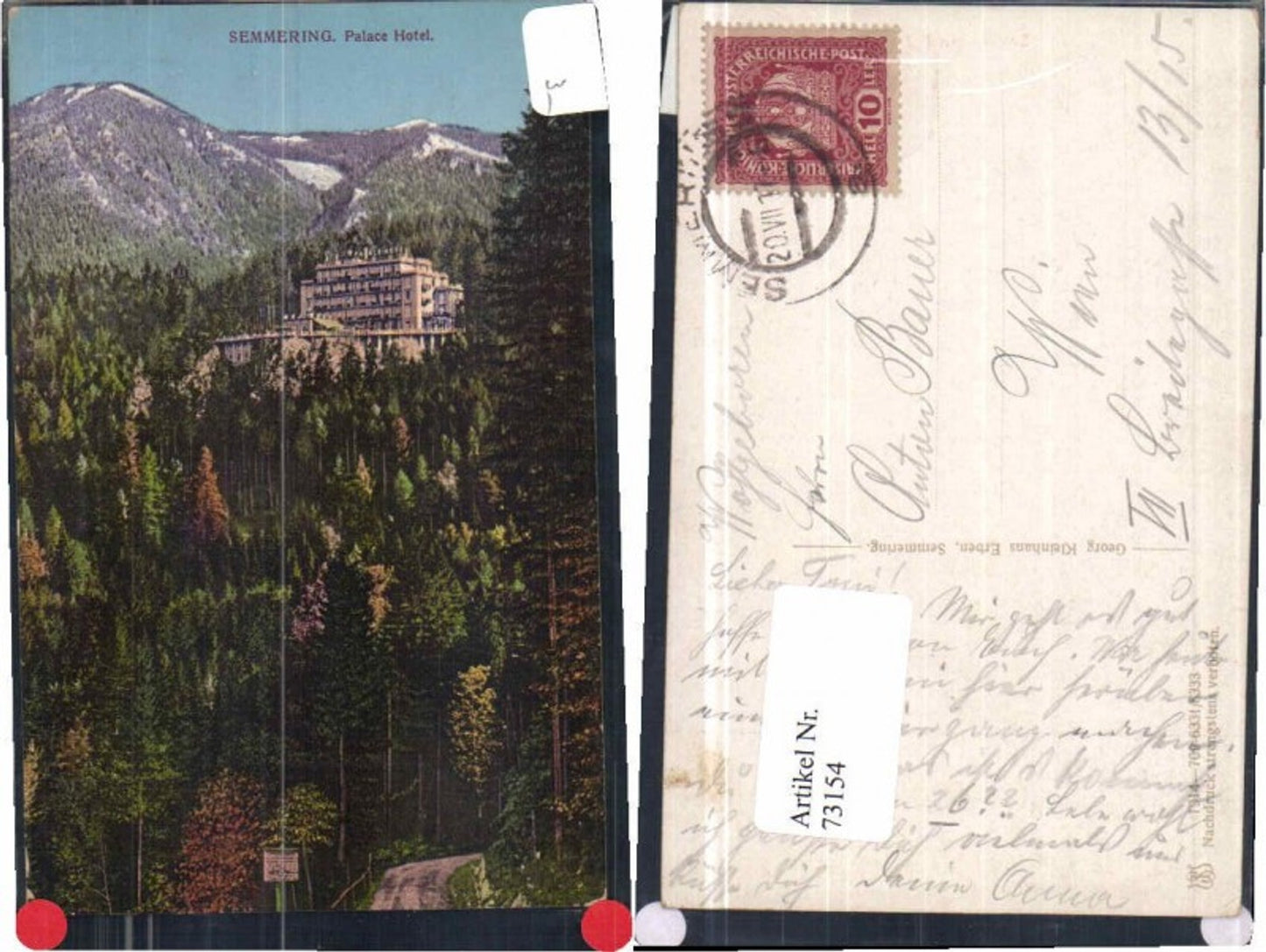 73154,Semmering Palace Hotel COLOR 1914