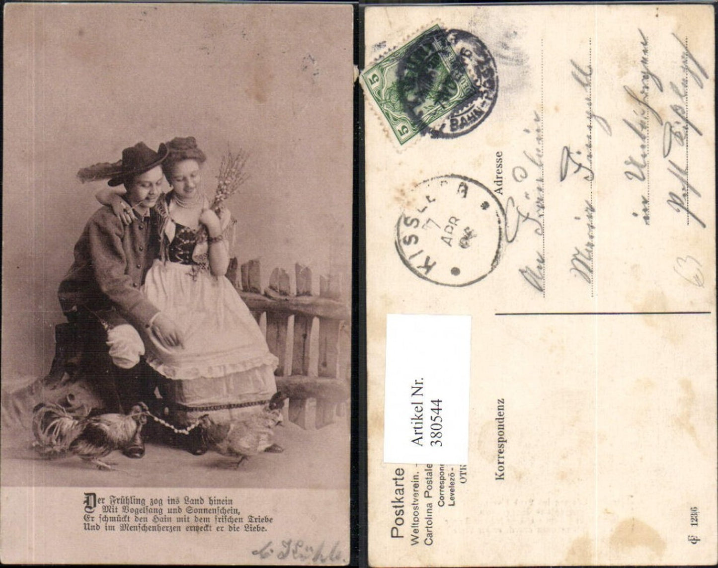 380544,Liebe Paar Tracht Umarmung Pfeife Rauchen Hühner Spruch