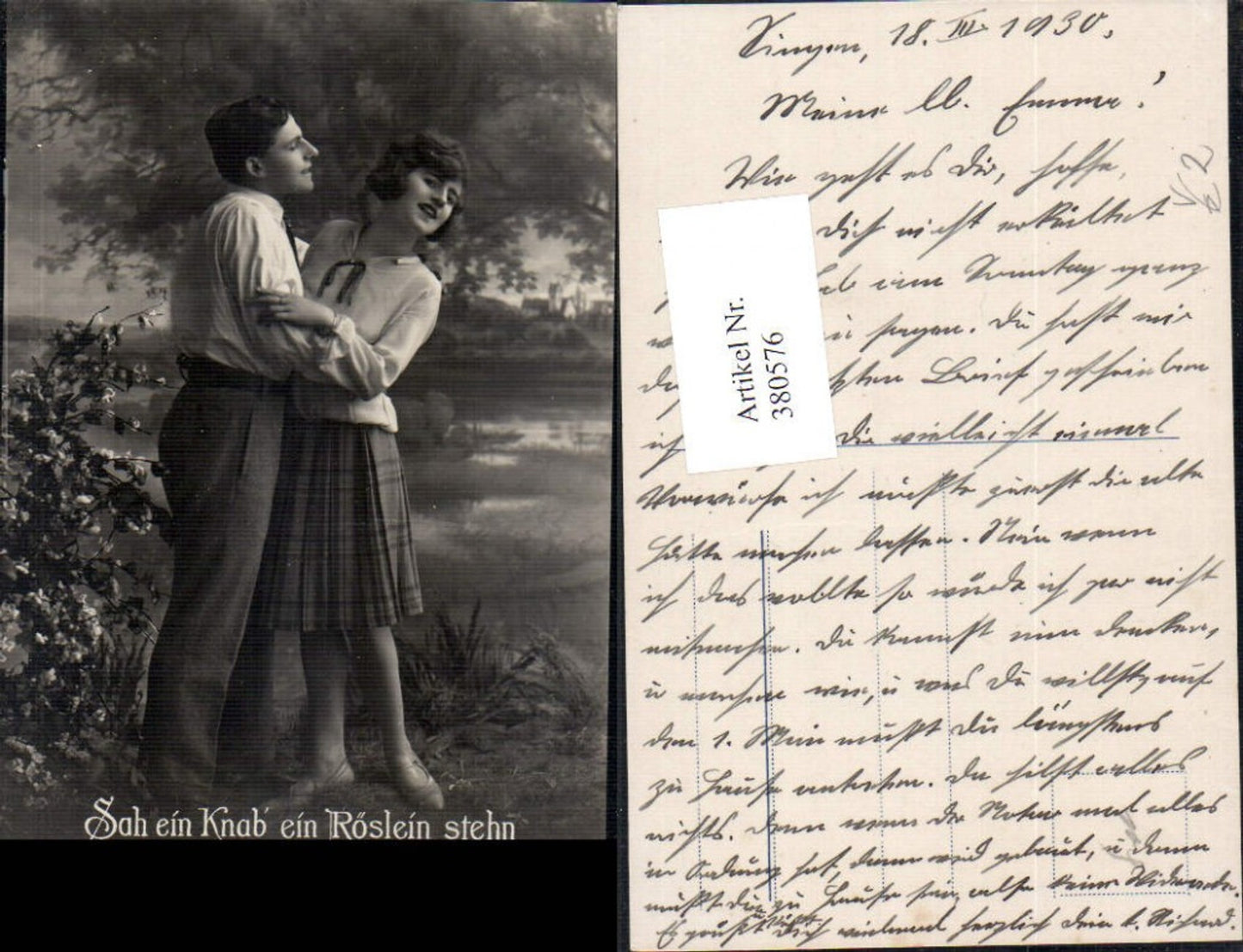 380576,Liebe Paar Umarmung Sah ein Knab ein Röslein stehn pub EAS 811/1