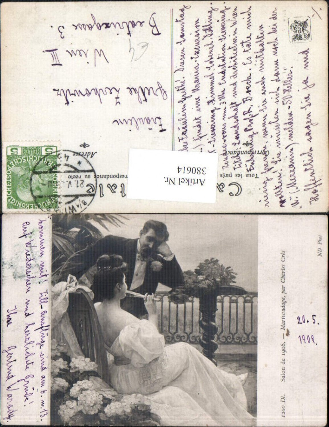 380614,Künstler Ak Charles Cres Marivaudage Liebe Paar Verliebter Blick Fächer