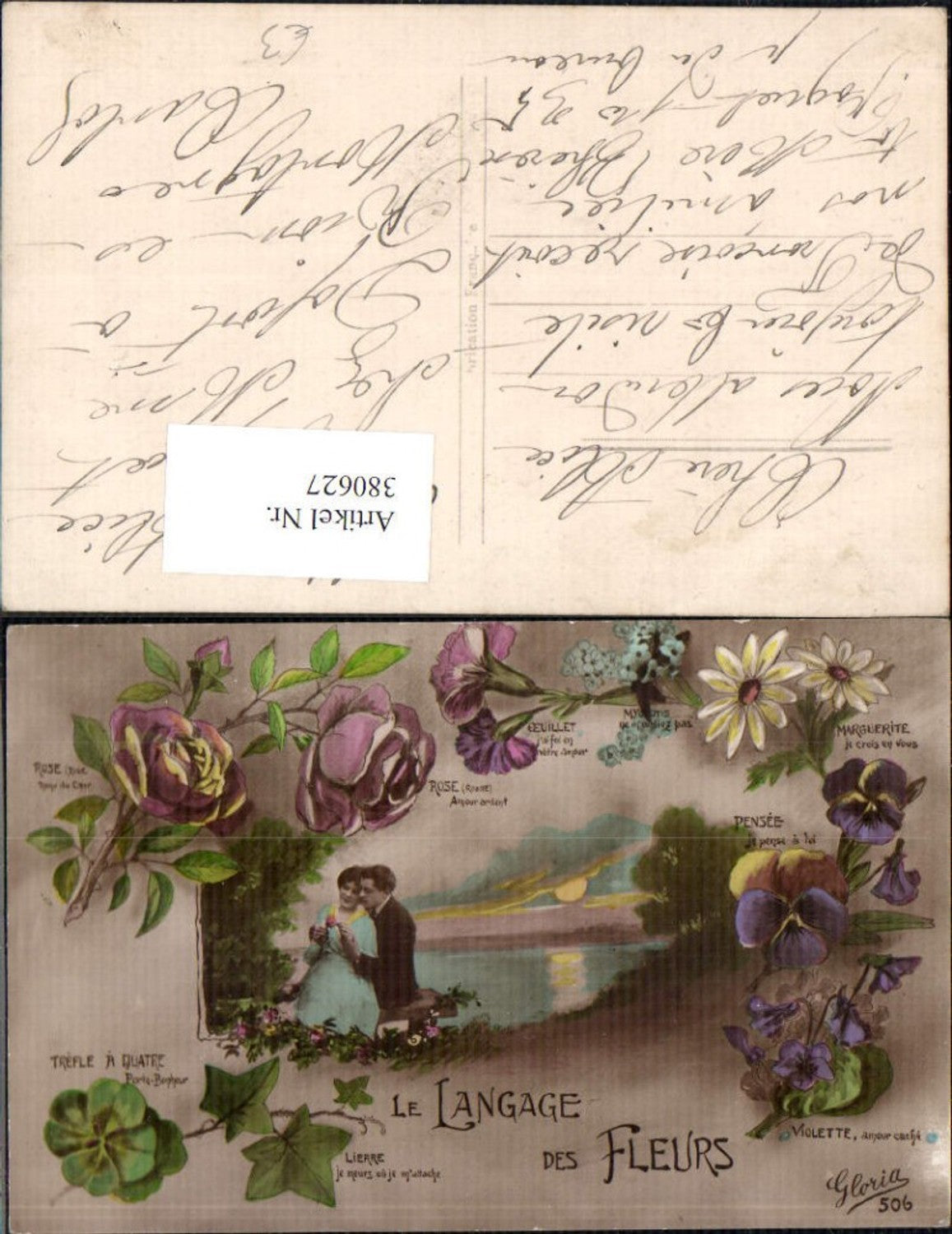 380627,Liebe Le Langage des Fleurs Blumensprache Paar Blumen Rose Klee Vergissmeinnicht