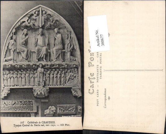 380677,Kirche Cathedrale de Chartres Tympan Central du Porche sud Relief Detailansicht