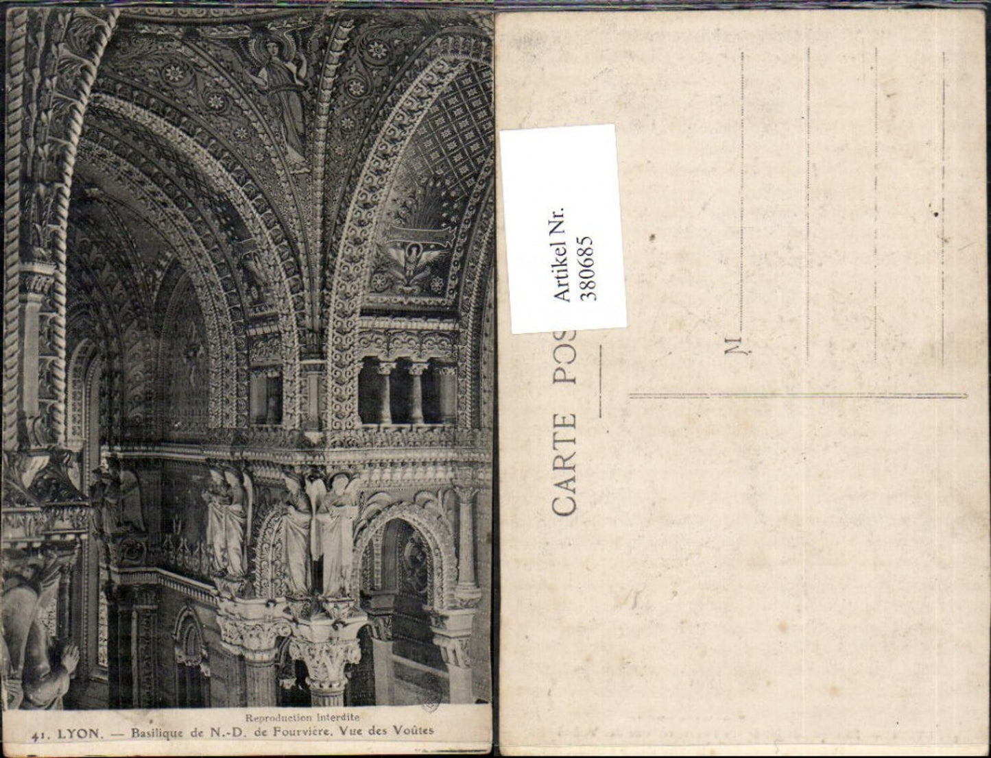 380685,Kirche Lyon Basilique de Notre Dame de Fourviere Vue des Voutes Innenansicht