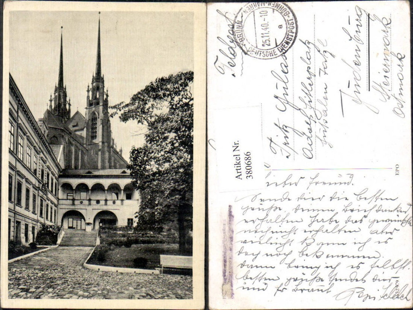 380686,Kirche Brünn Brno Haus Gebäude i. Vordergrund