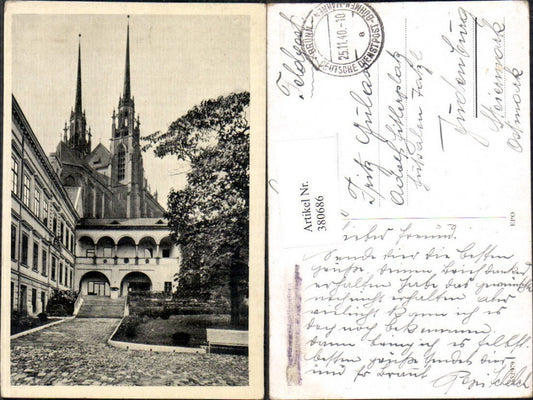 380686,Kirche Brünn Brno Haus Gebäude i. Vordergrund