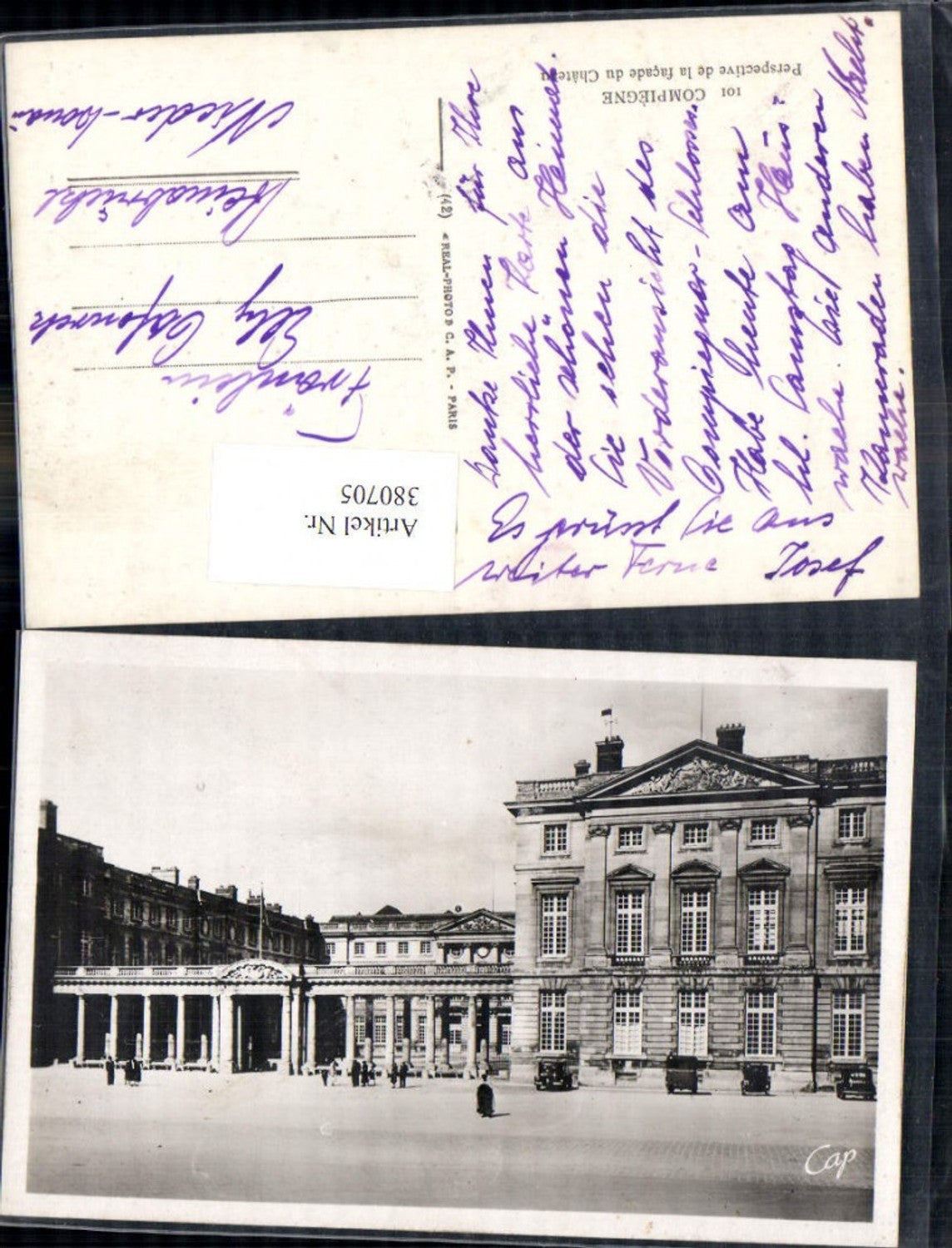 380705,Schloss Burg Compiegne Perspective de la facade du Chateau