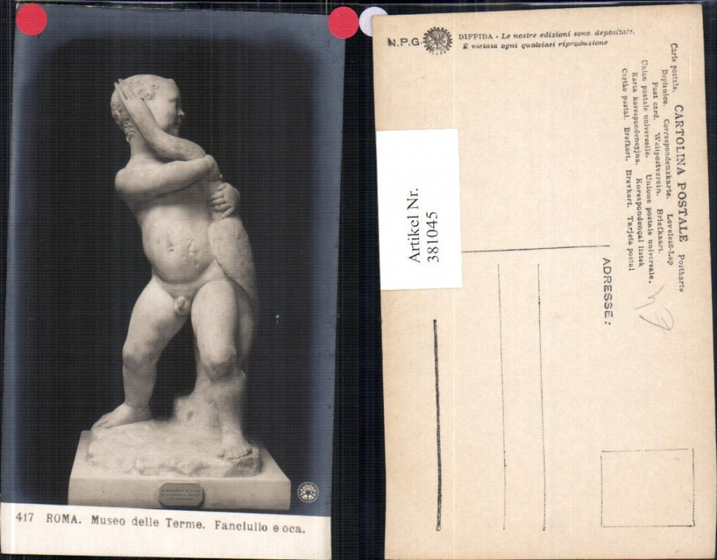 381045,Fotokunst Fanciullo e oca Museo delle Terme Roma Rom Kunst pub NPG 417