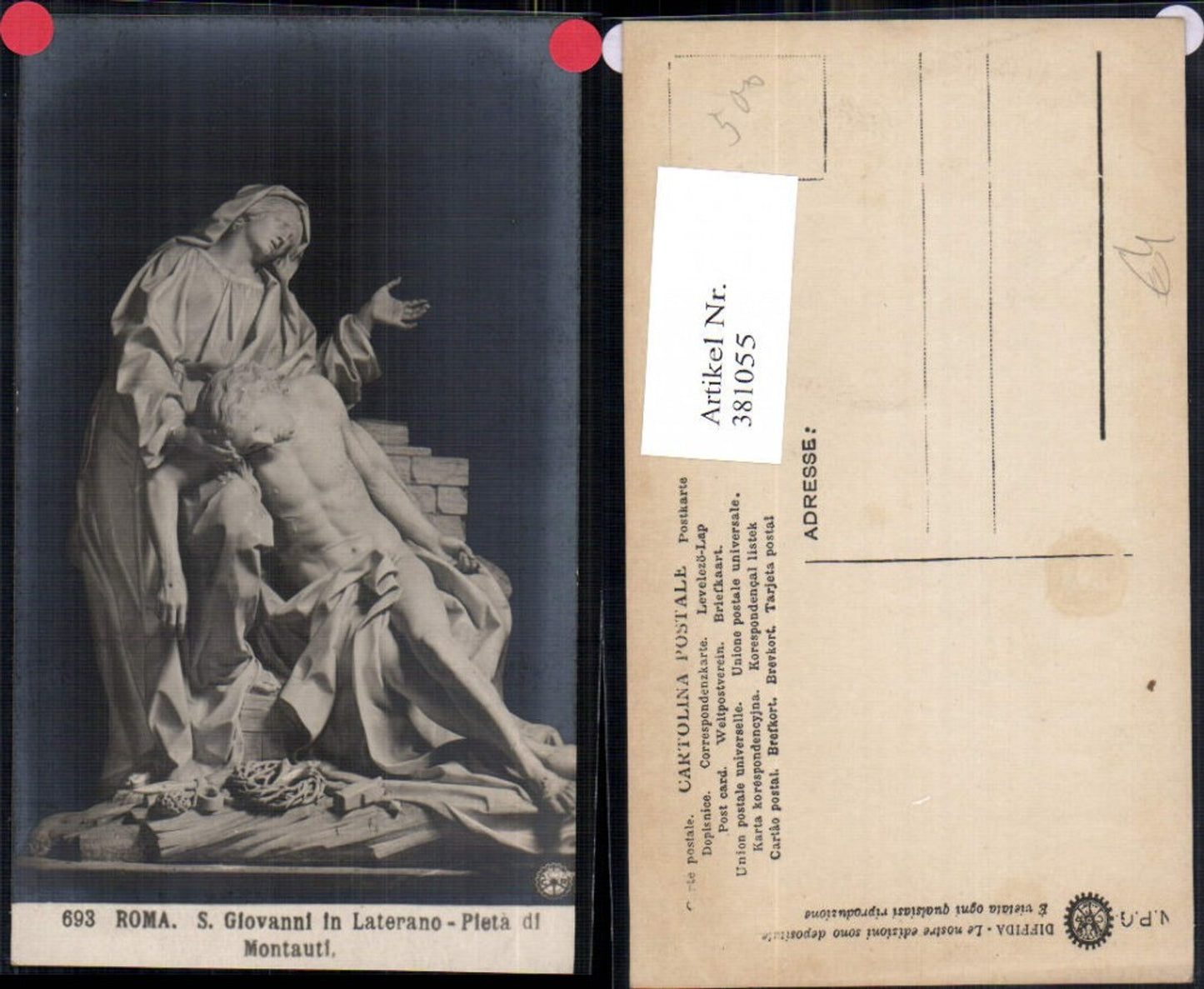 381055,Fotokunst S. Giovanni in Laterano Pieta di Montauti Roma Statue Kunst pub NPG 693