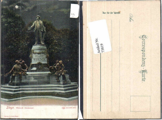 73819,Steyr Werndl Denkmal b. Mondschein 1905