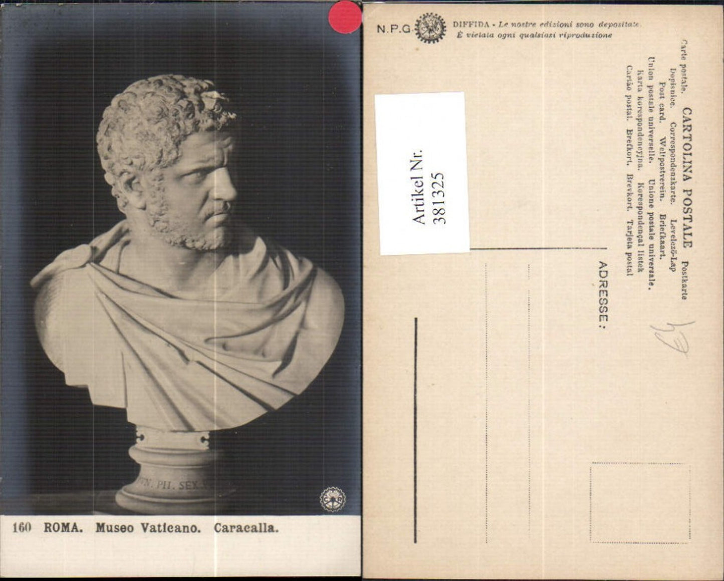 381325,Fotokunst Caracalla Büste Museo Vaticano Roma Rom pub NPG Diffida 160