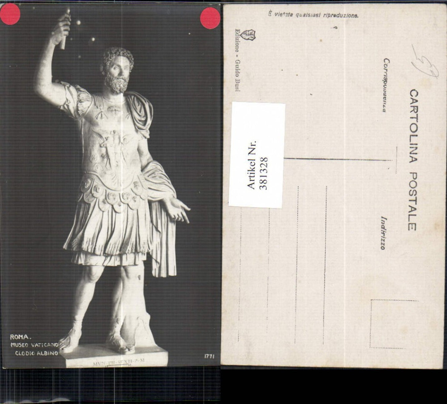 381328,Fotokunst Clodio Albino Statue Roma Rom Museo Vaticano pub Guido Busi 1771