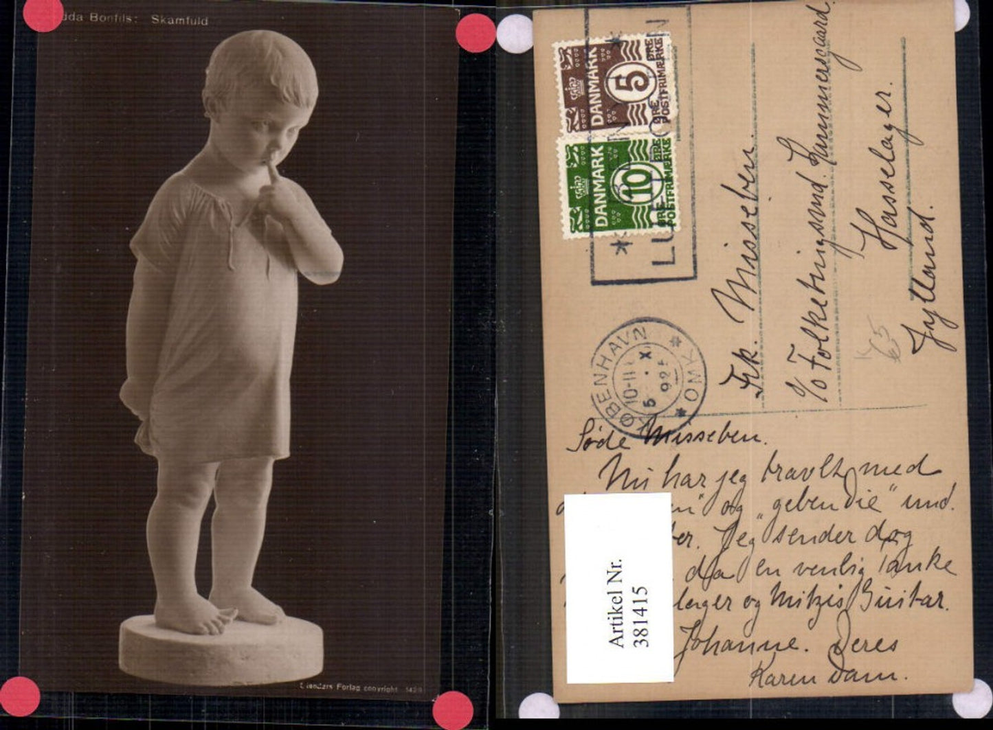 381415,Fotokunst Adda Bonfils Skamfuld Bub Junge Statue