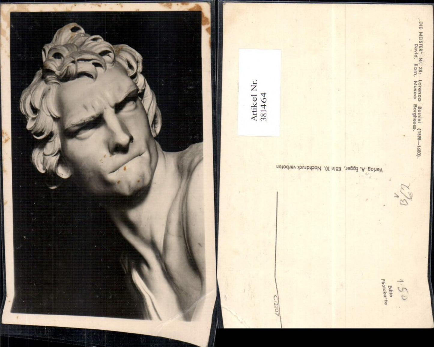 381464,Fotokunst Lorenzo Bernini David Statue Rom Museo Borghese pub A. Egger Köln