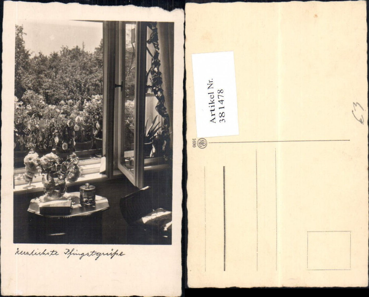 381478,Fotokunst Tisch a. offenen Fenster Blumenvase Buch