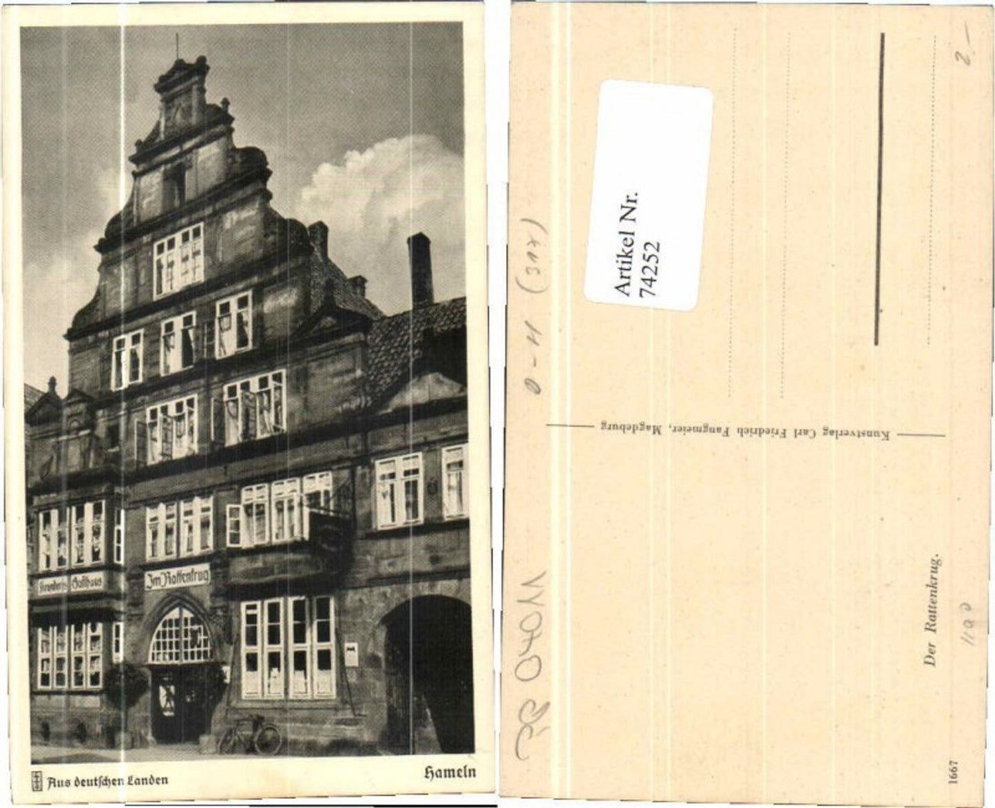 74252,Hameln Gasthaus Rattenkrug 1935