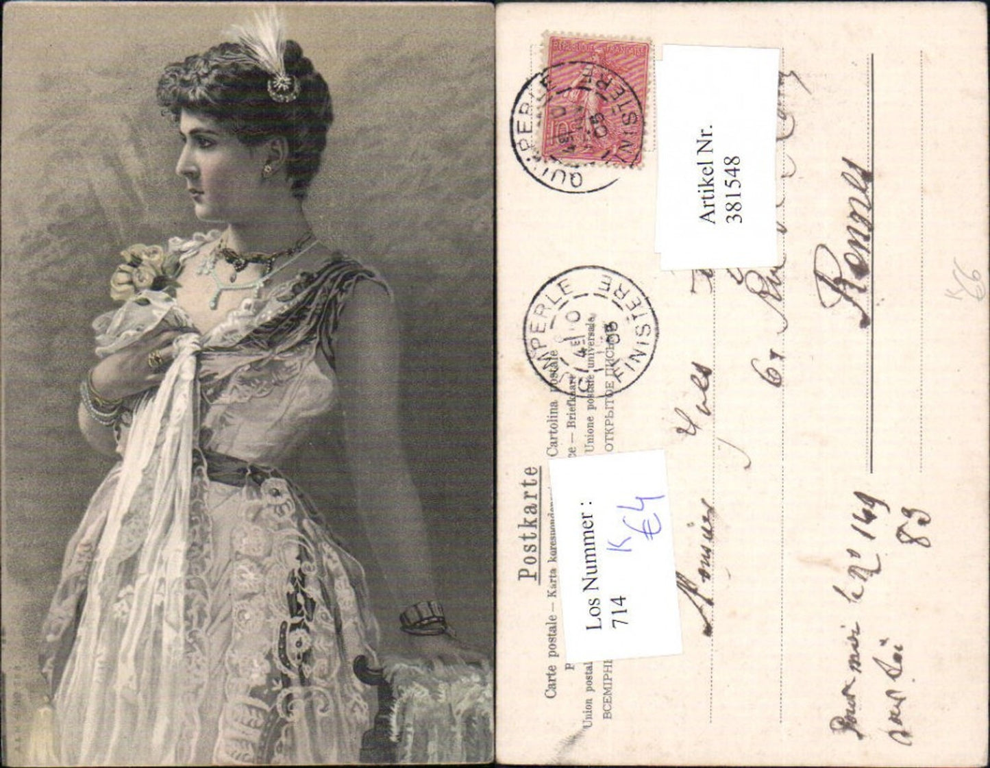 381548,Frau m. Kleid Mode Schmuck Art deco
