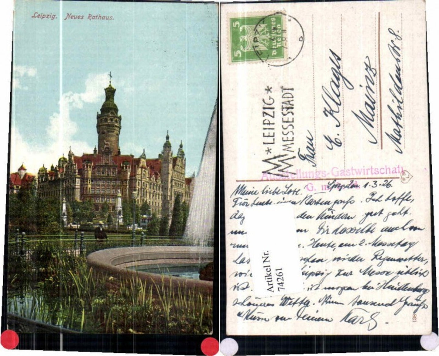 74261,Leipzig Neues Rathaus Partie 1925