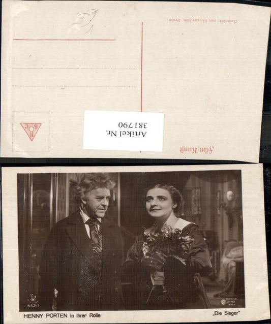 381790,Schauspielerin Henny Porten in Der Sieger pub RPH Film Sterne 552/1