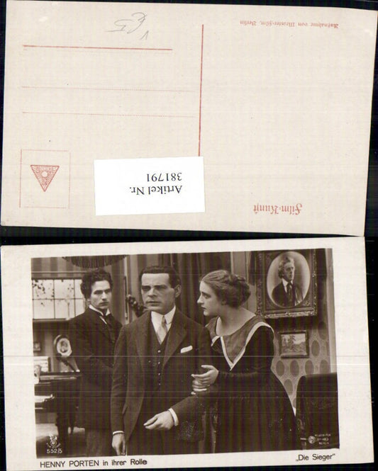 381791,Schauspielerin Henny Porten in Der Sieger pub RPH Film Sterne 552/5