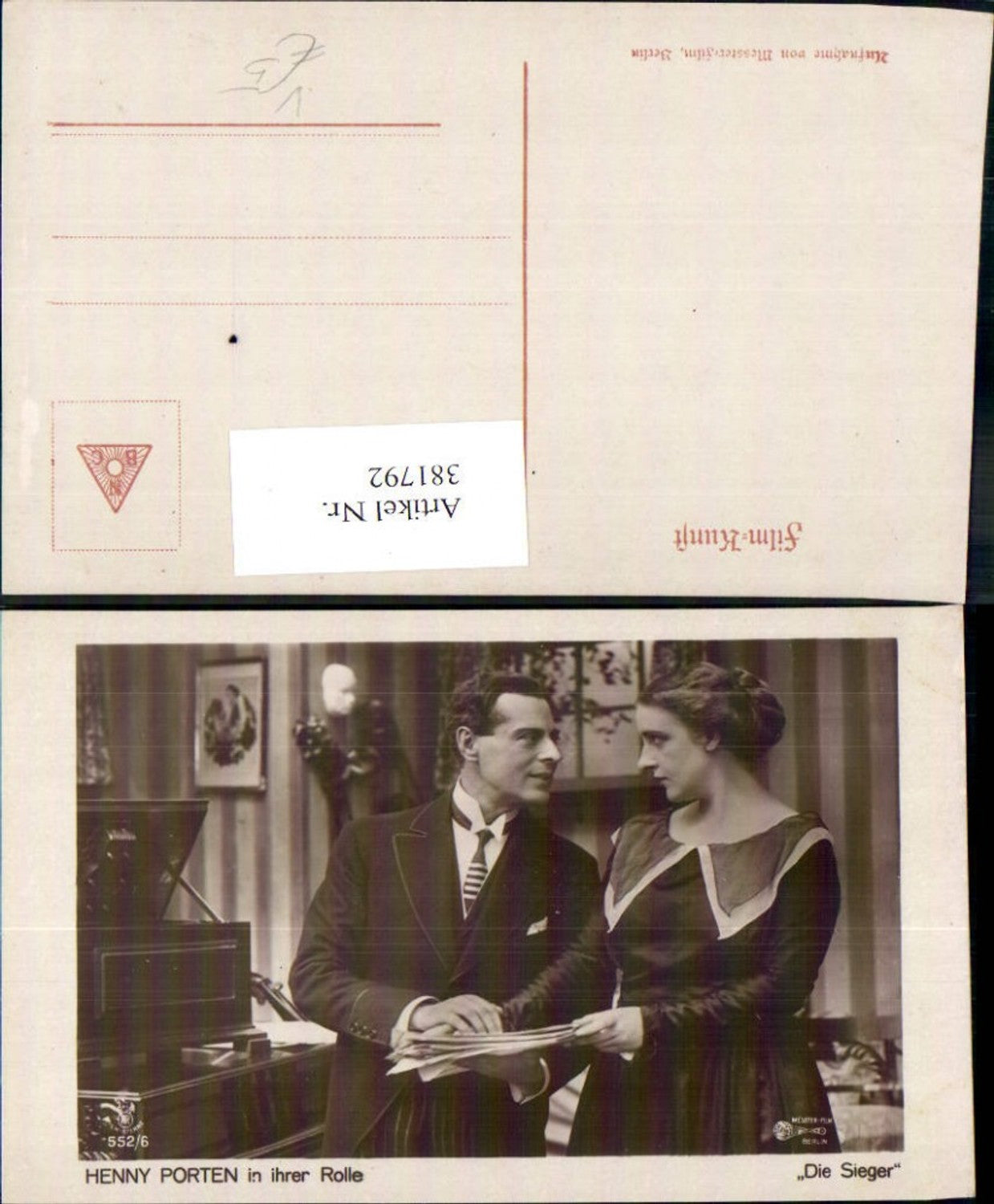 381792,Schauspielerin Henny Porten in Der Sieger pub RPH Film Sterne 552/6