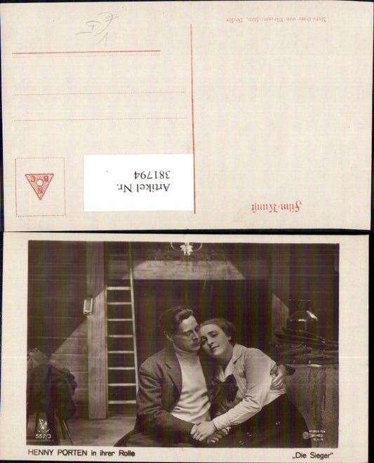 381794,Schauspielerin Henny Porten in Der Sieger pub RPH Film Sterne 552/3