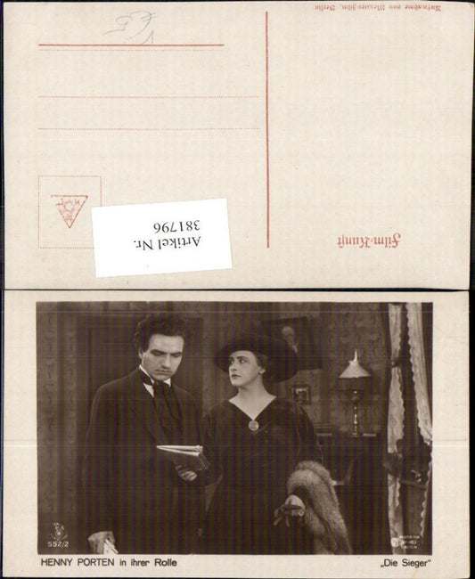 381796,Schauspielerin Henny Porten in Der Sieger pub RPH Film Sterne 552/2