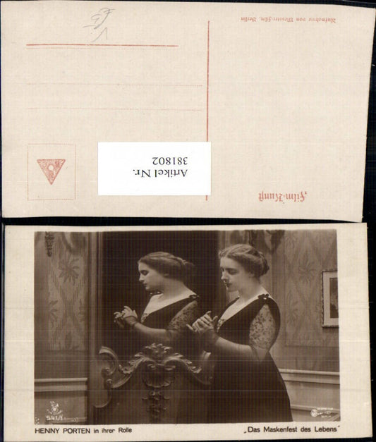 381802,Schauspielerin Henny Porten in Das Maskenfest des Lebens pub RPH Film Sterne 541/1