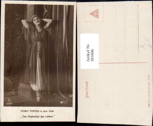 381806,Schauspielerin Henny Porten in Das Maskenfest des Lebens Kleid Mode pub RPH Film Sterne 541/5
