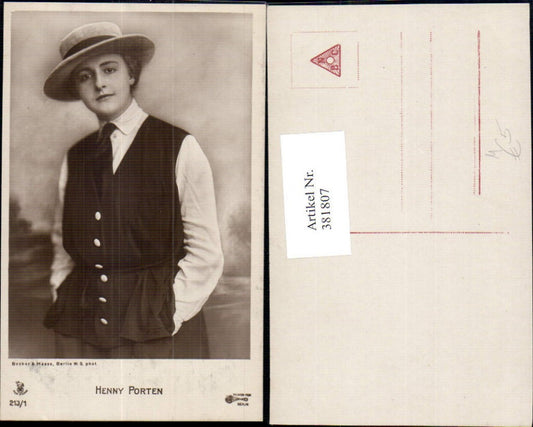 381807,Schauspielerin Henny Porten Portrait Hut Hutmode pub RPH Film Sterne 213/1