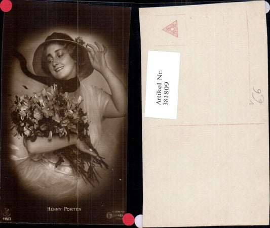 381809,Schauspielerin Henny Porten Portrait Hut Blumenstrauß pub RPH Film Sterne 115/3