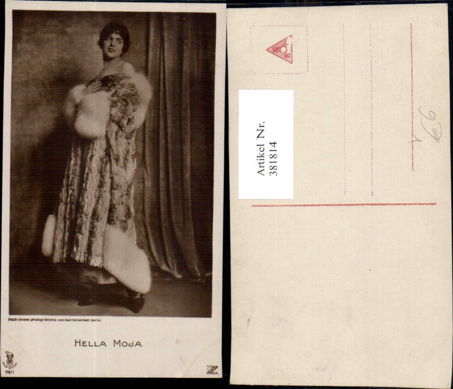 381814,Schauspielerin Hella Moja Kostüm Kleid Pelz pub RPH Film Sterne 78/1