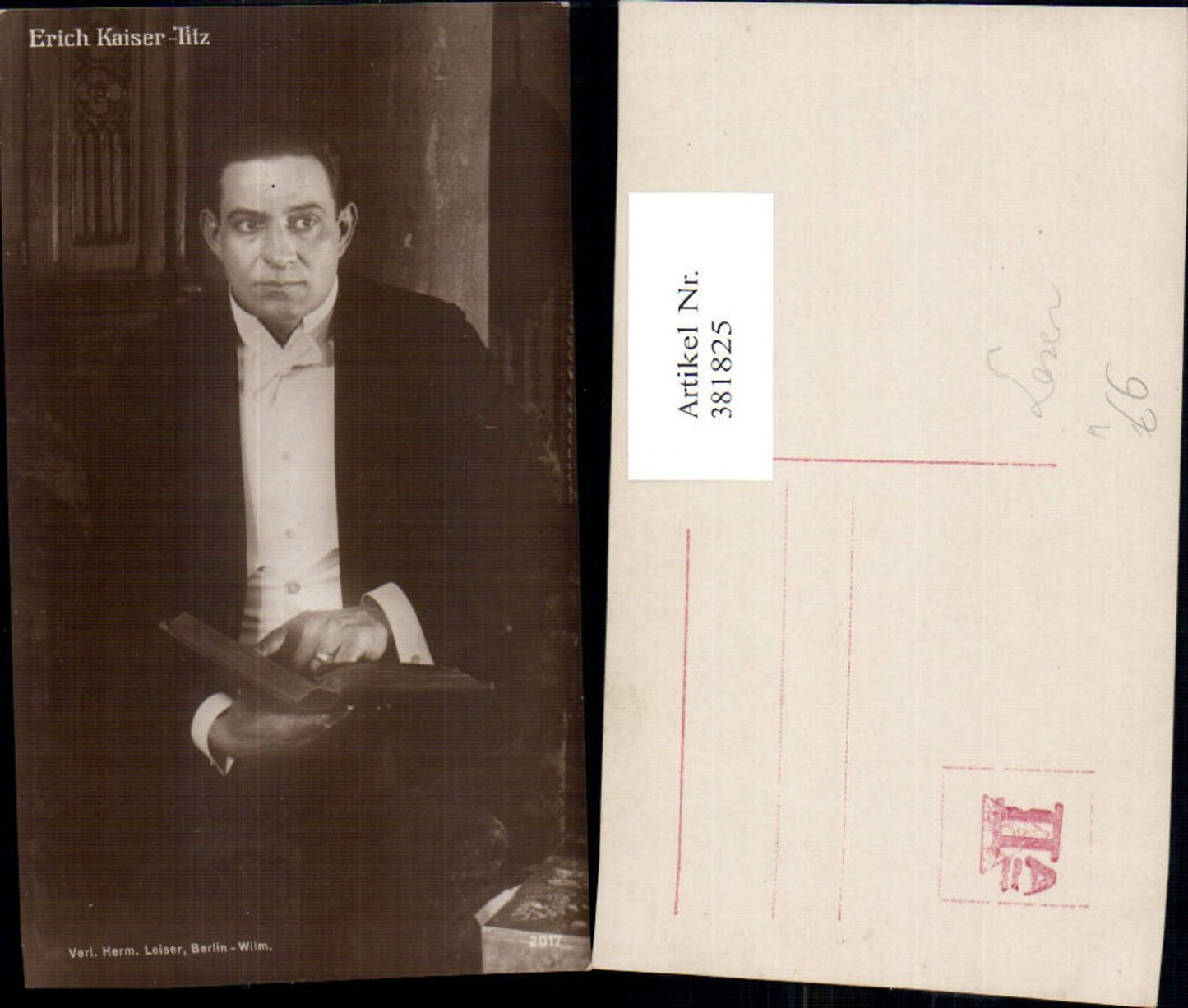 381825,Schauspieler Erich Kaiser-Titz Anzug Lesen Buch pub Hermann Leiser 2017