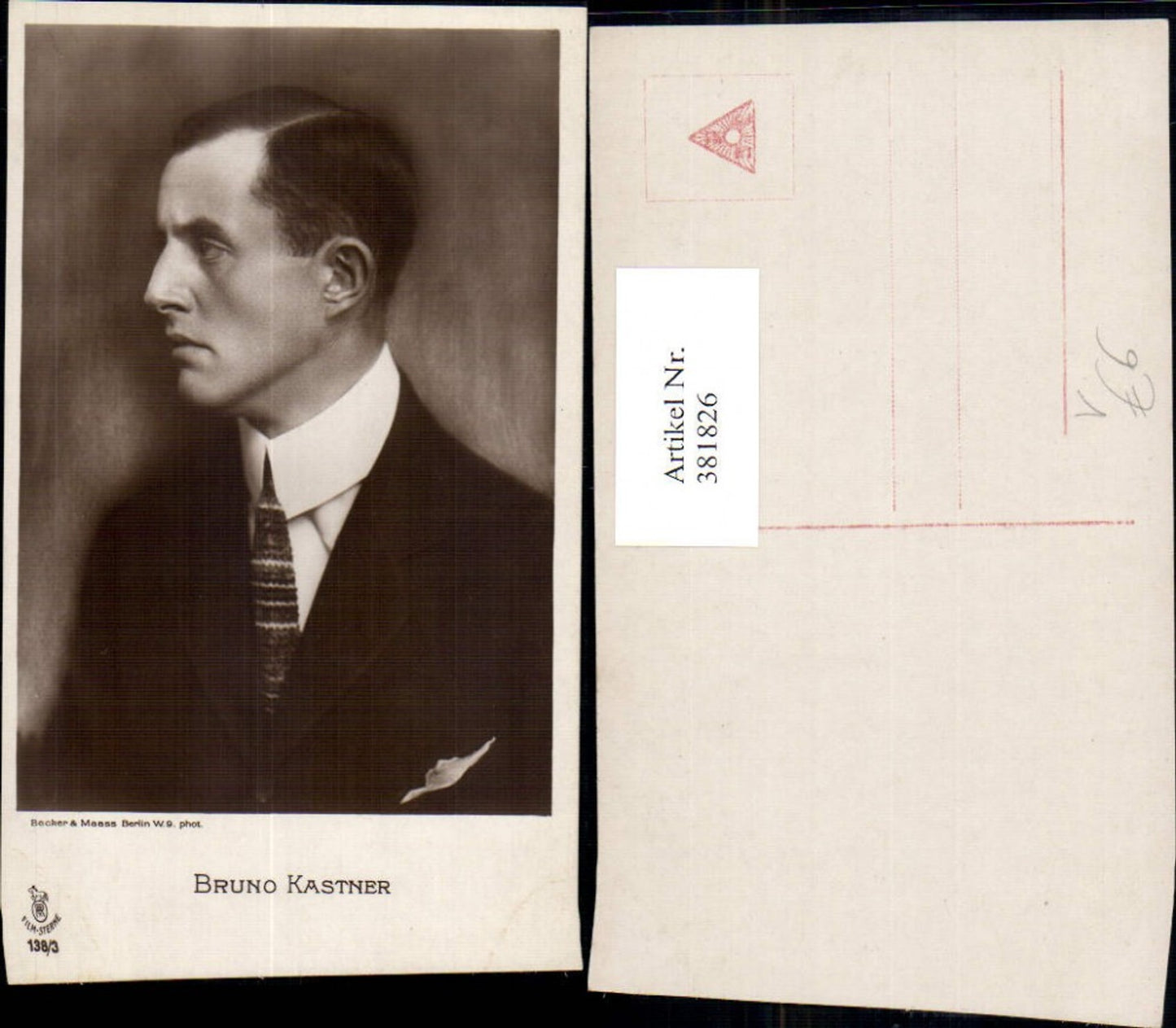 381826,Schauspieler Bruno Kastner Anzug Seitenportrait pub RPH Film Sterne 138/3