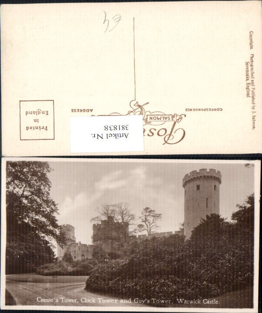 381838,Schloss Warwick Castle Caesars Tower Clock Tower and Guys Tower