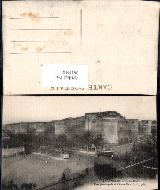 381840,Schloss Angers Le Chateau Vue principale et d ensemble Straßenbahn