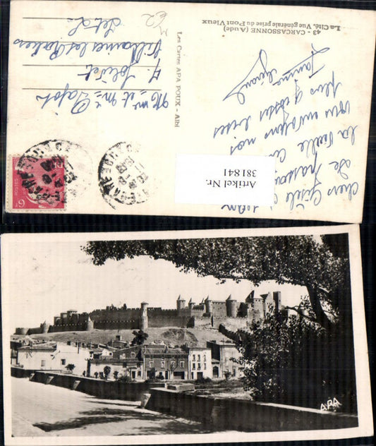 381841,Schloss Festung Burg Carcassonne Aude La Cite Vue generale prise du Pont Vieux