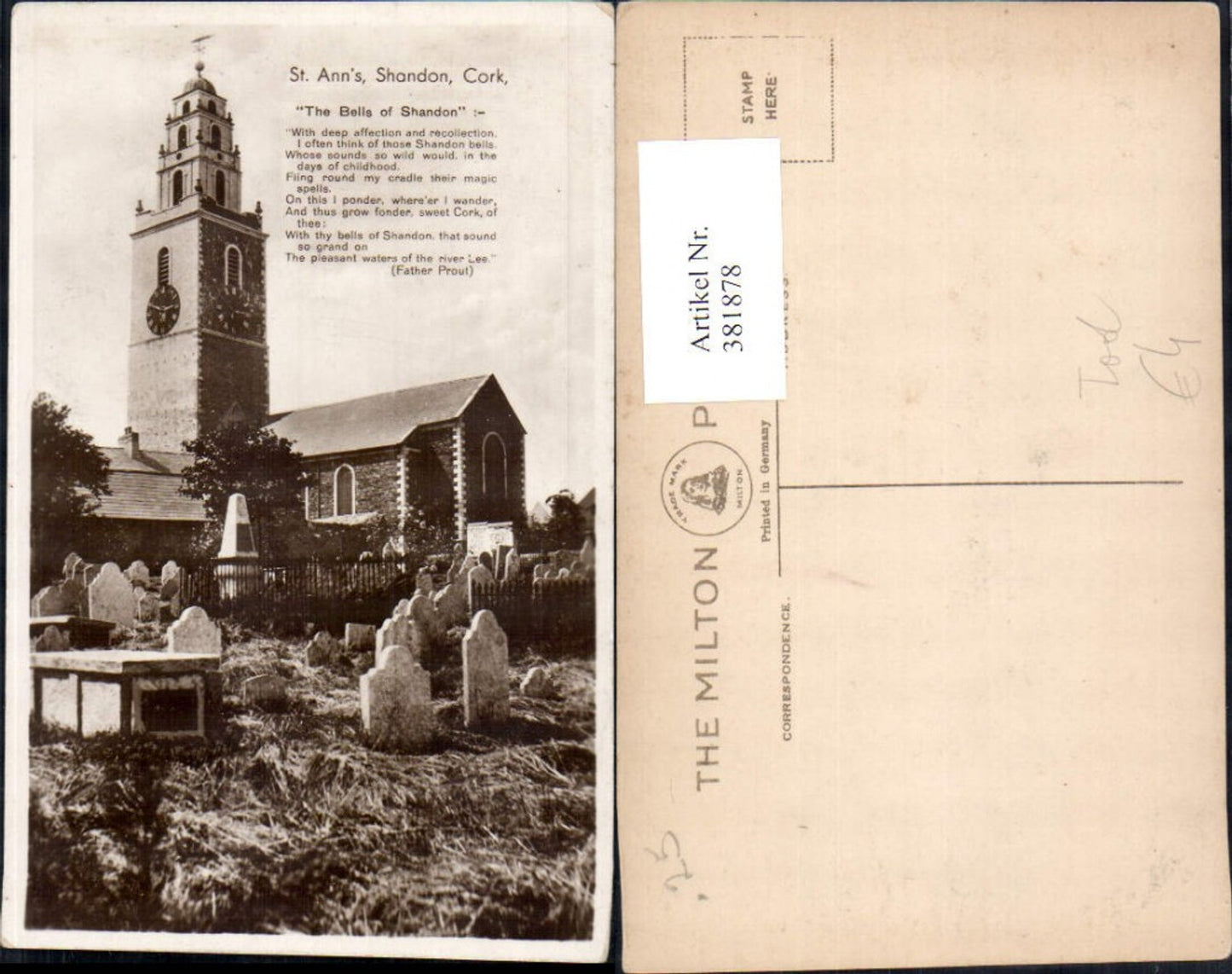 381878,Kirche St Anns Shandon Cork The Bells of Shandon Tod Friedhof Gräber