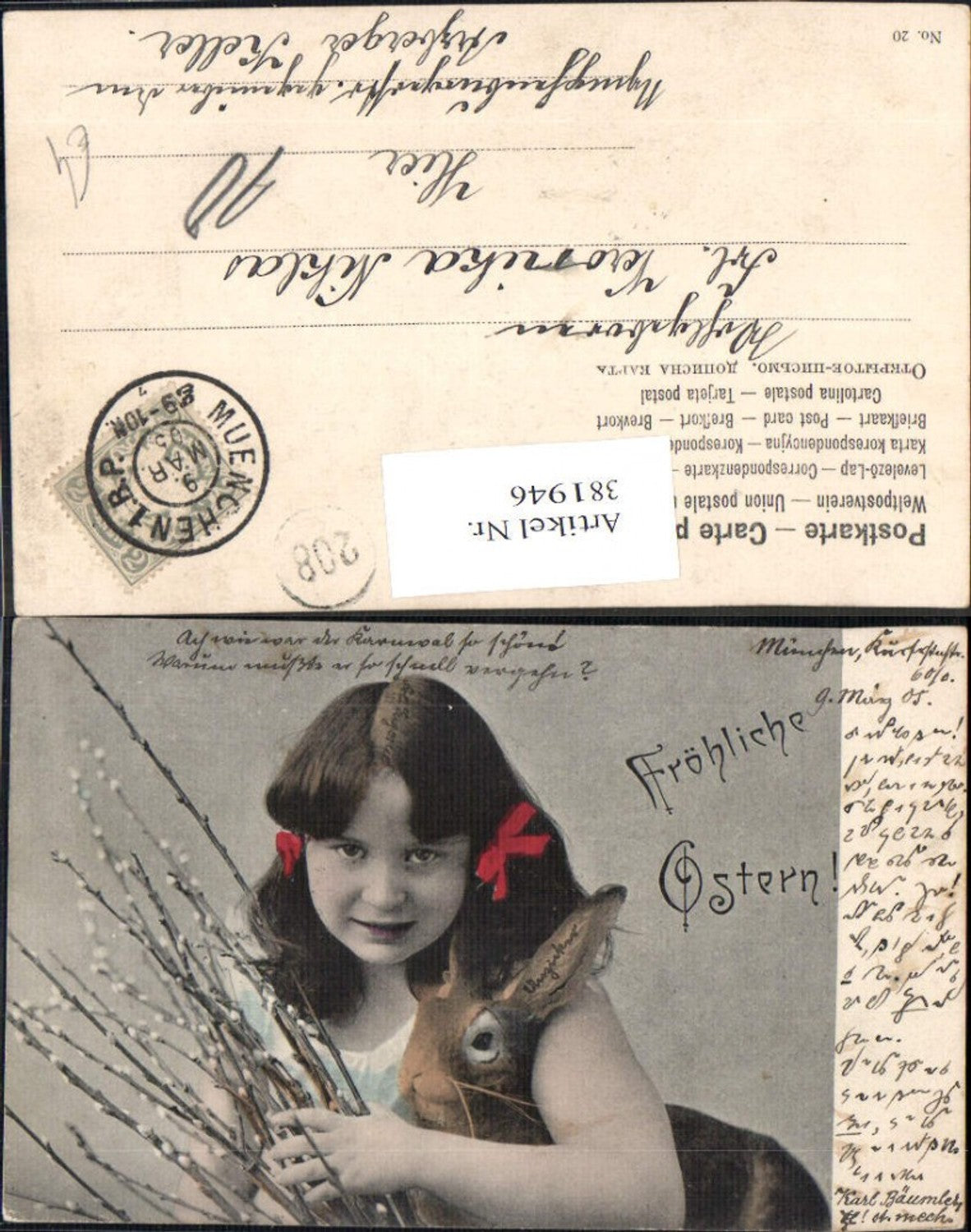 381946,Kind Mädchen Haarschleifen Hase Weidenkätzchen Palmkätzchen