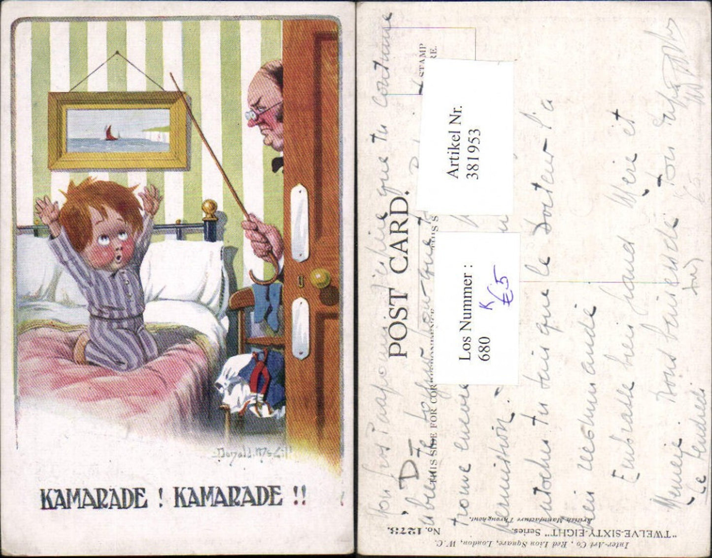 381953,Künstler Ak Donald McGill Mc Gill Kind Humor Kamerade