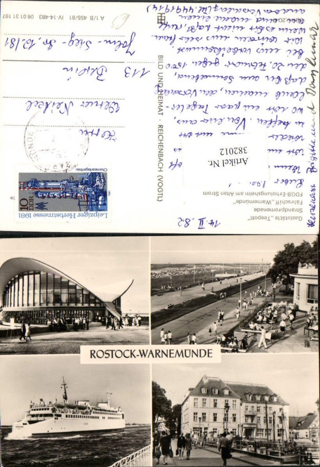 382012,Rostock Warnemünde Gaststätte Strand Fährschiff Mehrbildkarte