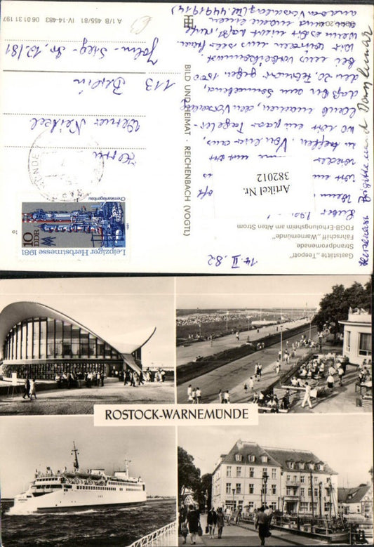 382012,Rostock Warnemünde Gaststätte Strand Fährschiff Mehrbildkarte